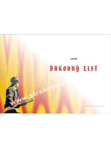 Ďakovný list - hasiči /DP15/